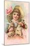 Victorian Girl with Rabbits-null-Mounted Art Print