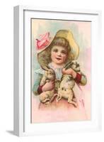 Victorian Girl with Rabbits-null-Framed Art Print