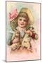 Victorian Girl with Rabbits-null-Mounted Art Print