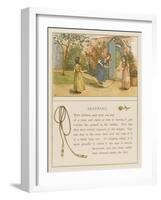 Victorian Girls in Bonnets Skipping-null-Framed Art Print