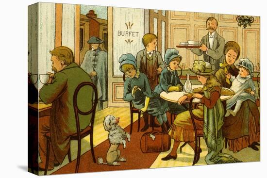 Victorian holidays - refreshments in the buffet-Thomas Crane-Stretched Canvas