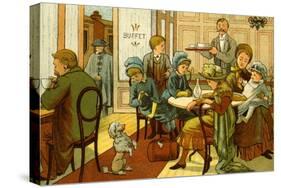 Victorian holidays - refreshments in the buffet-Thomas Crane-Stretched Canvas