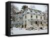 Victorian Home with Snow on Holiday Wreaths, Reading, Massachusetts, USA-Lisa S. Engelbrecht-Framed Stretched Canvas