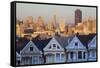 Victorian Houses (Painted Ladies) and Financial District-Miles-Framed Stretched Canvas