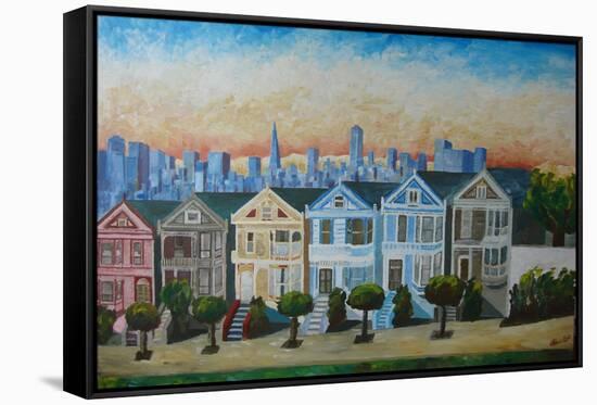 Victorian Houses - Seven Sisters San Francisco-Markus Bleichner-Framed Stretched Canvas
