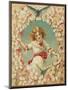 Victorian Illustration of Girl Surrounded by Flowers-null-Mounted Giclee Print