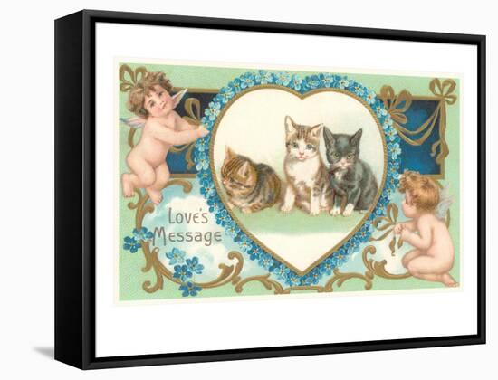 Victorian Kittens and Cupids, Love's Message-null-Framed Stretched Canvas