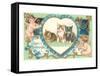 Victorian Kittens and Cupids, Love's Message-null-Framed Stretched Canvas