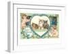 Victorian Kittens and Cupids, Love's Message-null-Framed Art Print