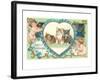 Victorian Kittens and Cupids, Love's Message-null-Framed Art Print