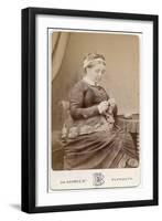 Victorian Lady Knitting-null-Framed Premium Photographic Print