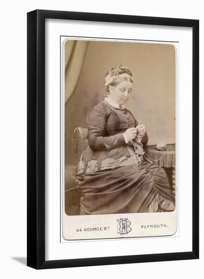 Victorian Lady Knitting-null-Framed Premium Photographic Print