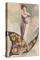 Victorian Lady Standing on Butterfly-null-Stretched Canvas