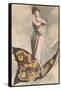 Victorian Lady Standing on Butterfly-null-Framed Stretched Canvas