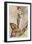 Victorian Lady Standing on Butterfly-null-Framed Art Print