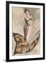 Victorian Lady Standing on Butterfly-null-Framed Art Print