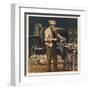 Victorian Metalworker Machining a Part in His Workshop-null-Framed Art Print