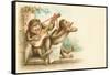 Victorian Postcard of Monkey Musicians-null-Framed Stretched Canvas