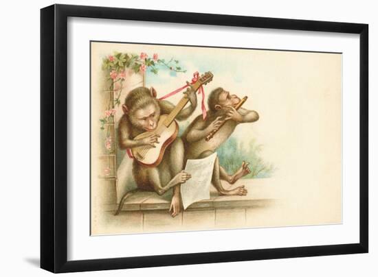 Victorian Postcard of Monkey Musicians-null-Framed Giclee Print