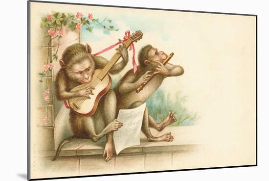 Victorian Postcard of Monkey Musicians-null-Mounted Giclee Print