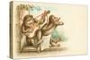 Victorian Postcard of Monkey Musicians-null-Stretched Canvas