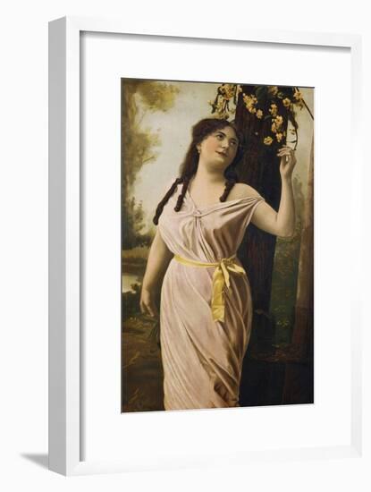 Victorian Poster Depicting a Woman by a Tree-null-Framed Giclee Print