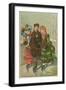 Victorian Print of Three People Ice Skating-null-Framed Giclee Print