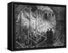 Victorian Print of View over London Roof-Tops-null-Framed Stretched Canvas