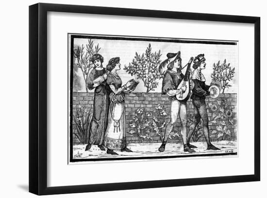 Victorian Reconstruction of Medieval Music Making-null-Framed Art Print