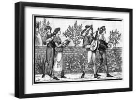 Victorian Reconstruction of Medieval Music Making-null-Framed Art Print