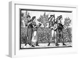 Victorian Reconstruction of Medieval Music Making-null-Framed Art Print