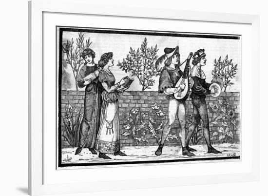 Victorian Reconstruction of Medieval Music Making-null-Framed Premium Giclee Print