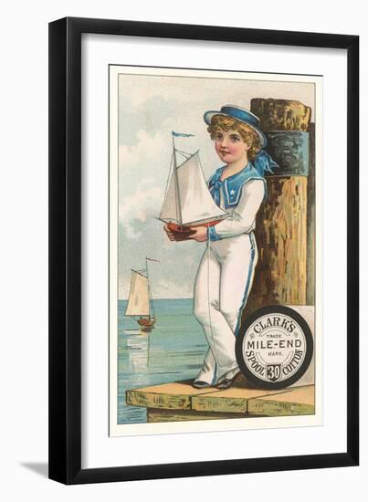 Victorian Sailor Boy with Toy Boat-null-Framed Art Print