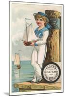 Victorian Sailor Boy with Toy Boat-null-Mounted Art Print