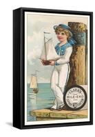 Victorian Sailor Boy with Toy Boat-null-Framed Stretched Canvas