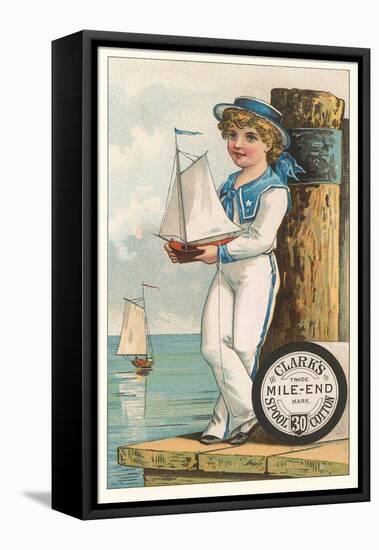 Victorian Sailor Boy with Toy Boat-null-Framed Stretched Canvas