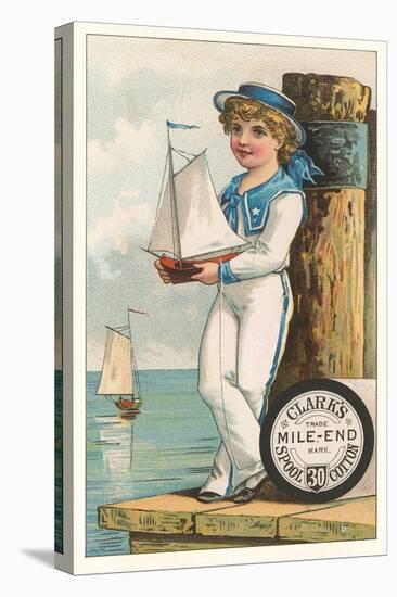 Victorian Sailor Boy with Toy Boat-null-Stretched Canvas