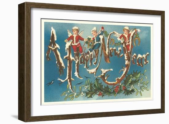 Victorian Santa Angels-null-Framed Art Print