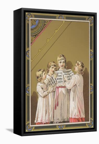 Victorian Singing Children Choir-null-Framed Stretched Canvas