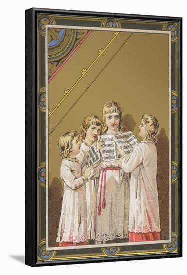 Victorian Singing Children Choir-null-Framed Art Print