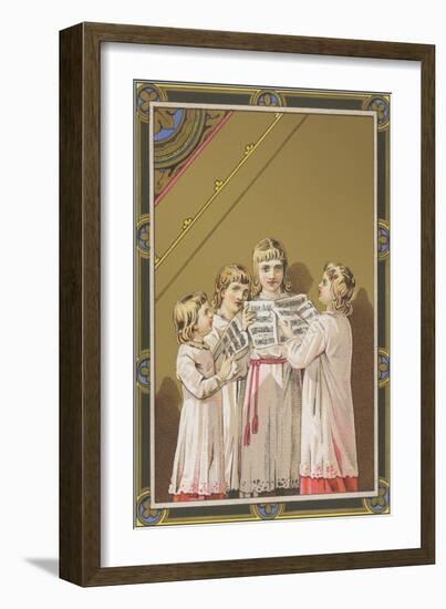 Victorian Singing Children Choir-null-Framed Art Print