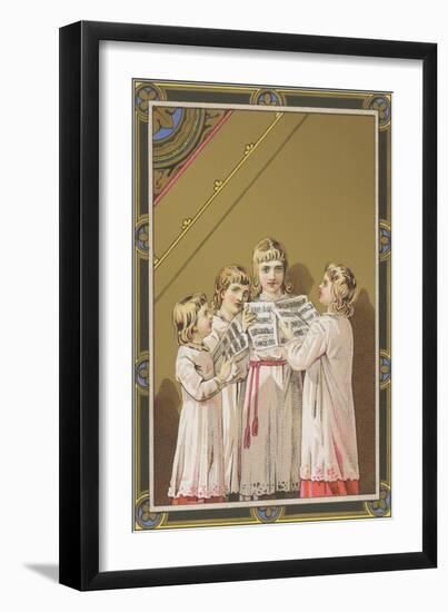 Victorian Singing Children Choir-null-Framed Art Print