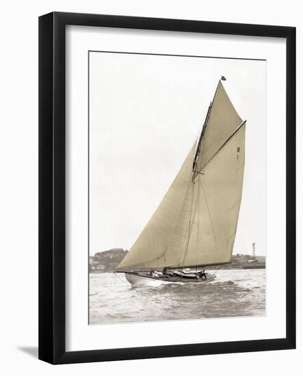 Victorian sloop on Sydney Harbour-null-Framed Art Print