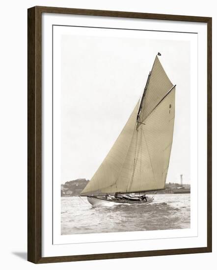 Victorian sloop on Sydney Harbour-null-Framed Art Print