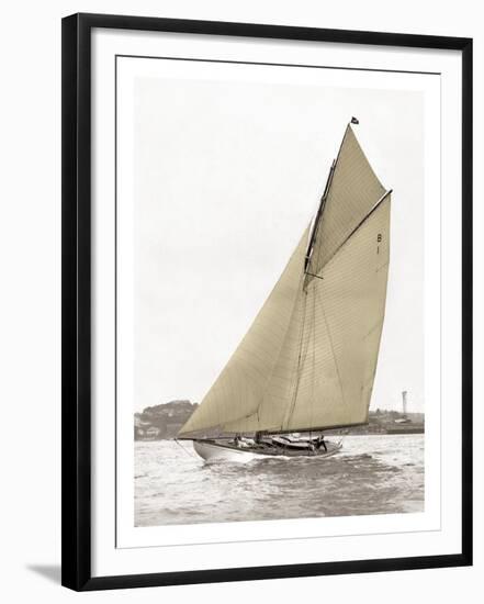 Victorian sloop on Sydney Harbour-null-Framed Art Print