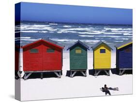 Victorian-Style Bathing Boxes on the Beach, Western Cape, South Africa-John Warburton-lee-Stretched Canvas