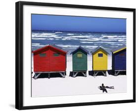 Victorian-Style Bathing Boxes on the Beach, Western Cape, South Africa-John Warburton-lee-Framed Photographic Print