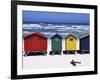 Victorian-Style Bathing Boxes on the Beach, Western Cape, South Africa-John Warburton-lee-Framed Photographic Print