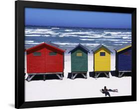 Victorian-Style Bathing Boxes on the Beach, Western Cape, South Africa-John Warburton-lee-Framed Photographic Print