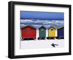 Victorian-Style Bathing Boxes on the Beach, Western Cape, South Africa-John Warburton-lee-Framed Photographic Print